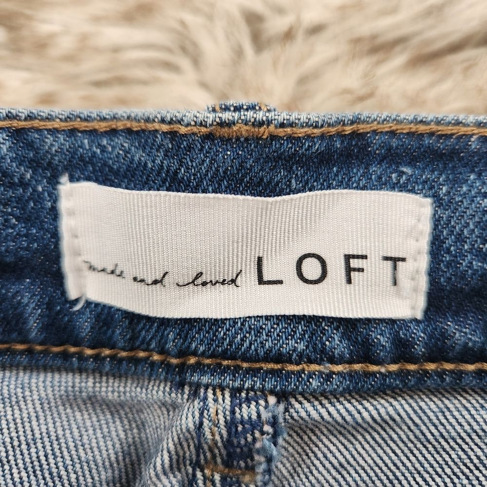 LOFT Modern Skinny Jeans Black and White Stripes Medium Wash Women's Size 24 - Picture 4 of 11